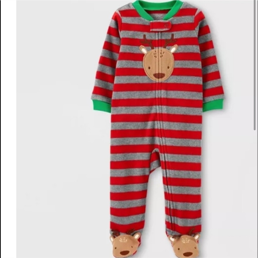Carter’s Striped Fleece Reindeer Onesie